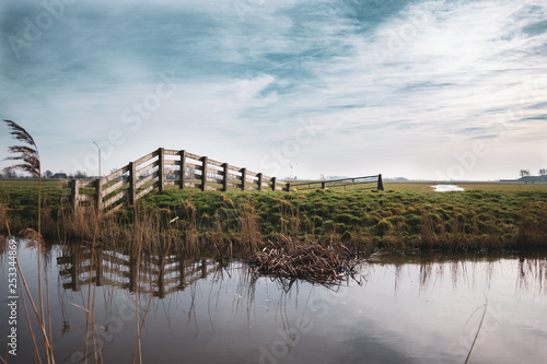 landscape with river and blue sky