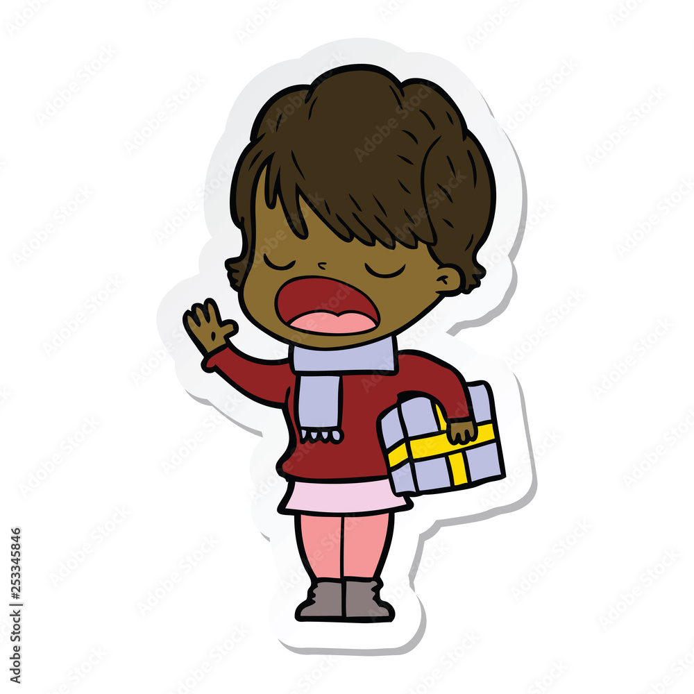 sticker of a cartoon woman talking sticker of a cartoon woman talking