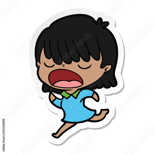 sticker of a cartoon woman talking loudly