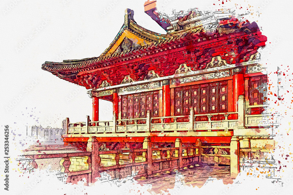 taoist temple drawing