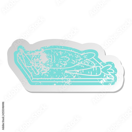 distressed old sticker of a food chopping board