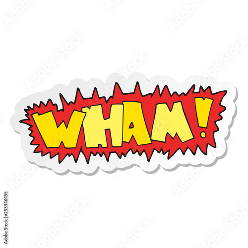sticker of a cartoon wham symbol