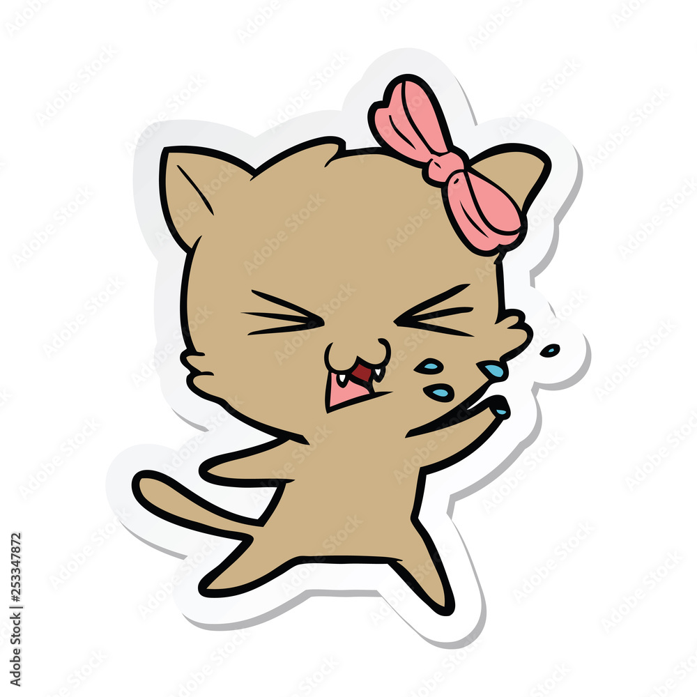 sticker of a cartoon cat