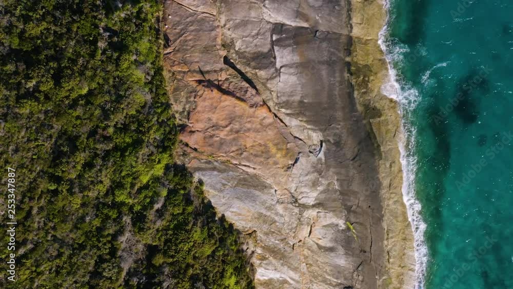 Birds-eye aerial drone along coastline of Salmon Holes, Albany Birds-eye aerial drone along coastline of Salmon Holes, Albany