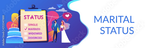 Relationship status concept banner header.