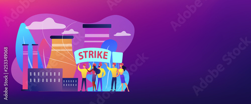 Strike action concept banner header.