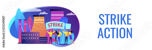 Strike action concept banner header.