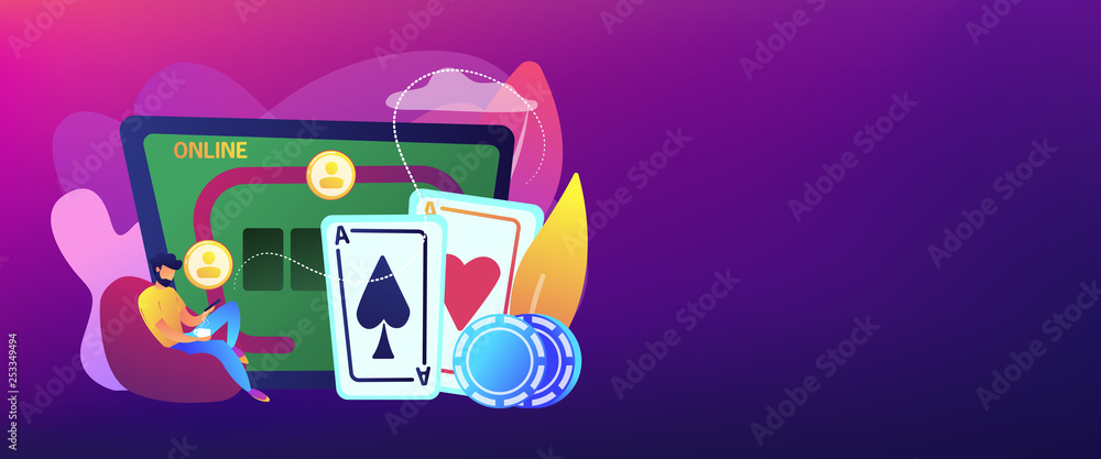 Online poker concept banner header.