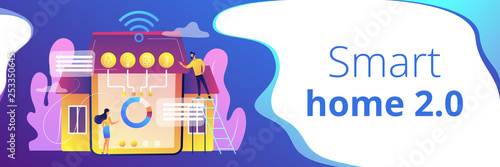Smart home 2.0 concept banner header.