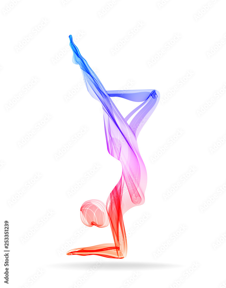 Abstract woman's silhouette, yoga pose, asana Abstract woman's silhouette, yoga pose, asana