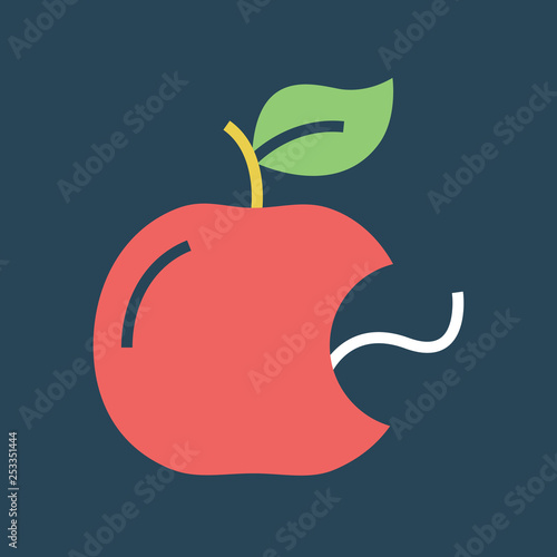 Silhouette icon worm-eaten apple