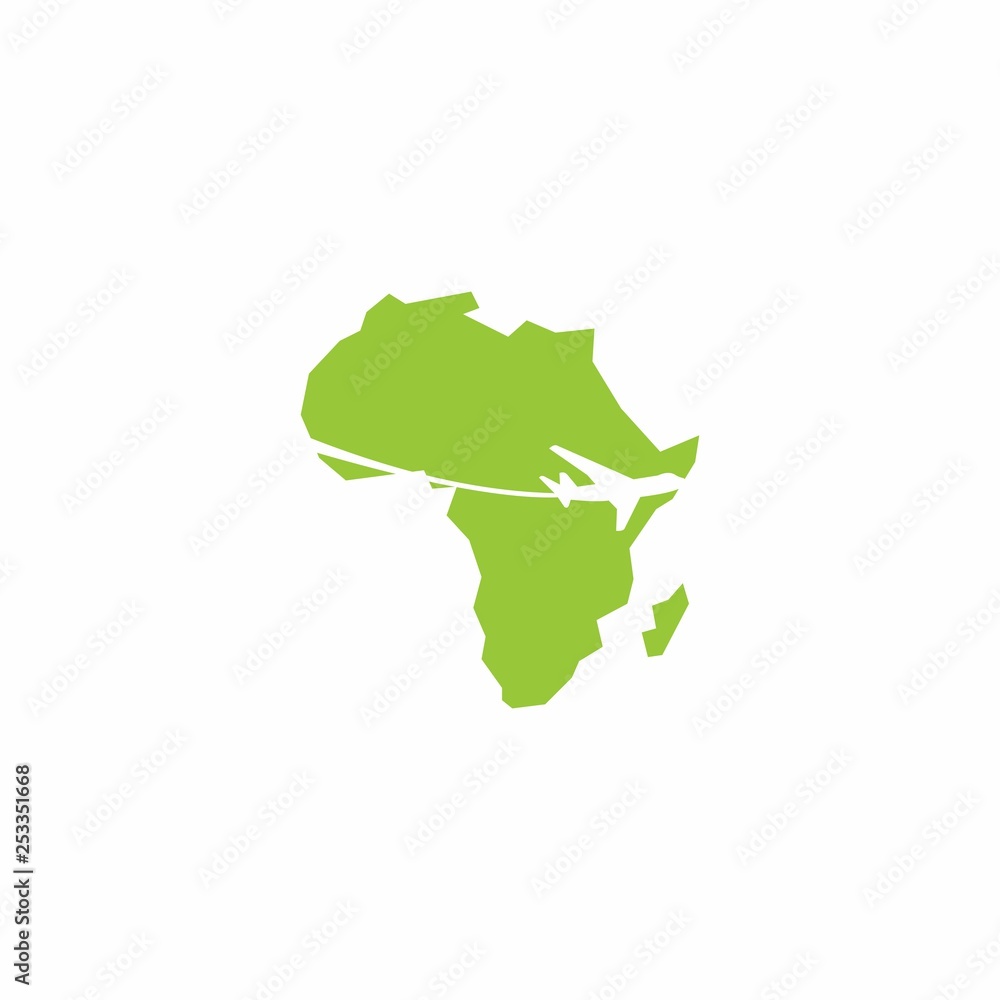 abstract simple plane fly around africa for travel vector logo design