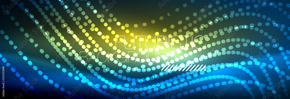 Glowing abstract wave on dark, shiny motion, magic space light. Vector techno abstract background Glowing abstract wave on dark, shiny motion, magic space light. Vector techno abstract background
