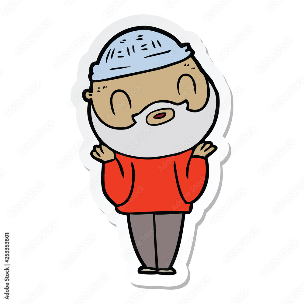 sticker of a cartoon bearded man sticker of a cartoon bearded man