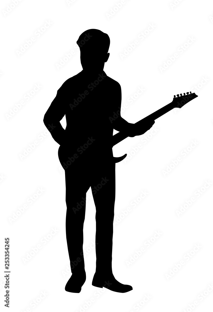 vector of  silhouette man with guitar