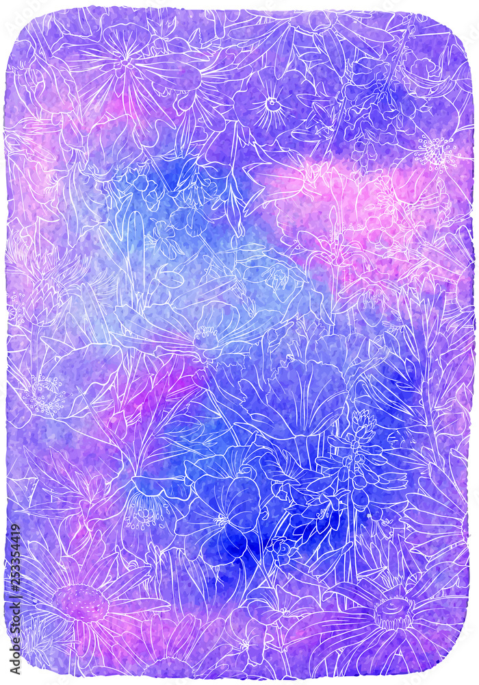 Obraz premium vector drawing background with flowers