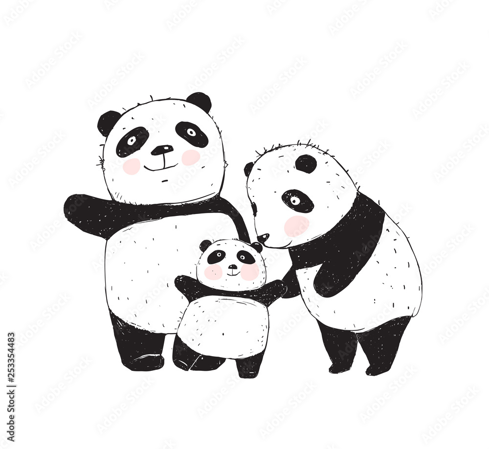 Naklejka premium Panda Family