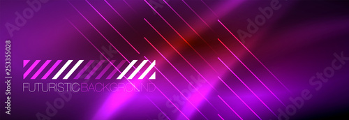 Neon glowing techno lines  hi-tech futuristic abstract background template with lines