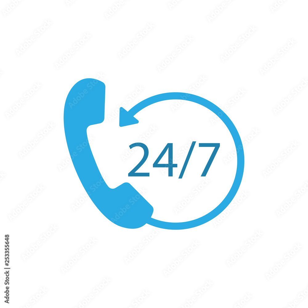 Obraz premium 24 hours 7 days icon. Time clock icon vector illustration. Flat design.