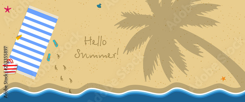 Top View of Exotic Empty Beach with Wavy Sea Edge