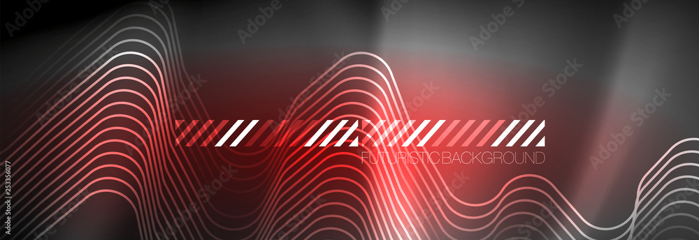 Glowing neon abstract lines, techno futuristic template Glowing neon abstract lines, techno futuristic template