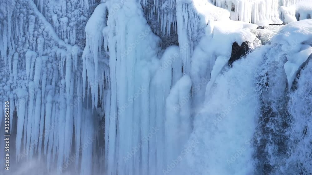 Iceland View Of Beautiful Godafoss Waterfall In Winter Iceland View Of Beautiful Godafoss Waterfall In Winter