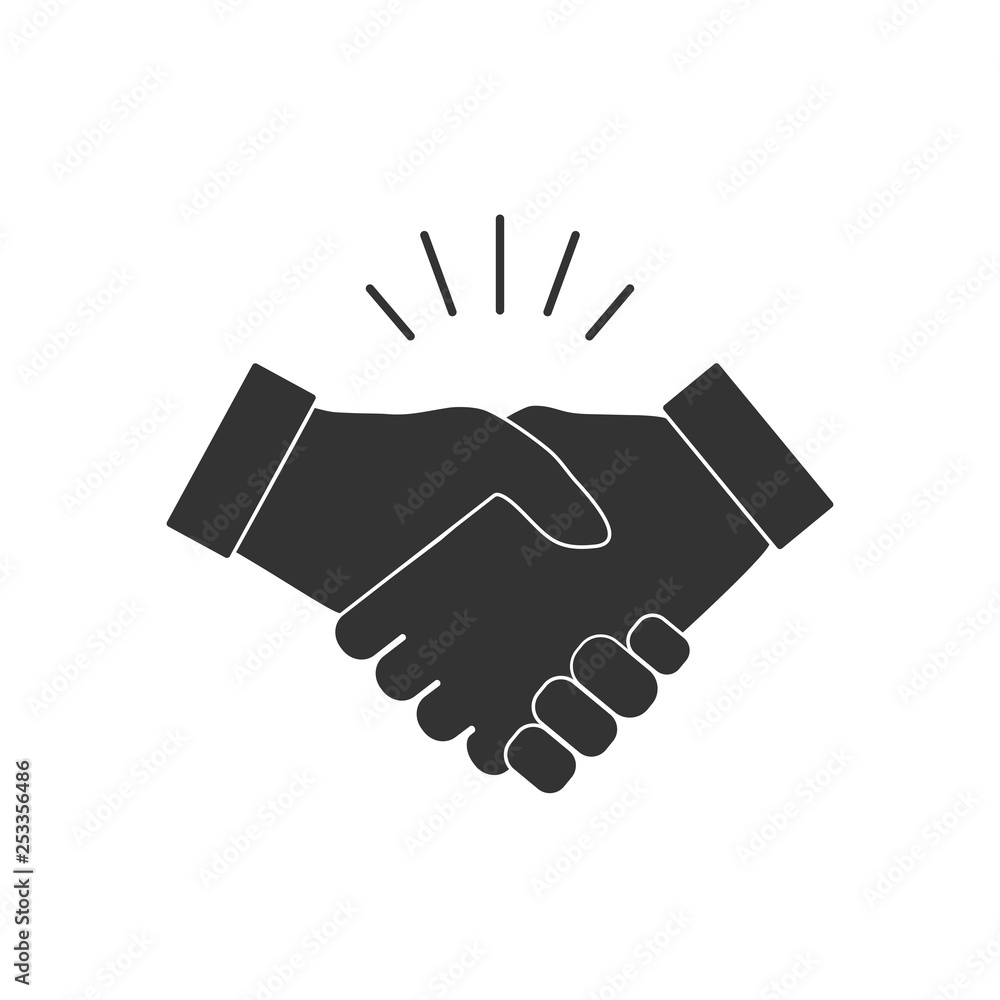 Fototapeta premium Hand, handshake icon. Vector illustration, flat design.