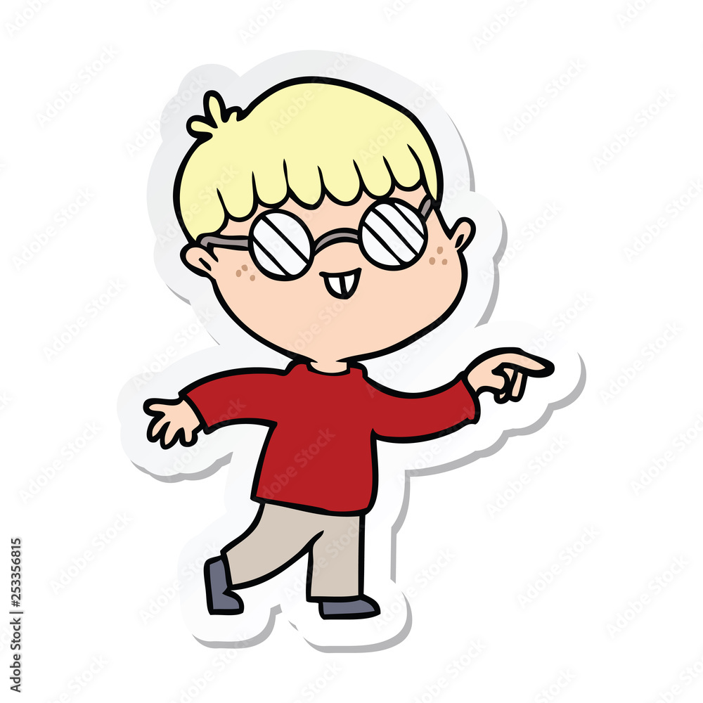 sticker of a cartoon boy wearing spectacles sticker of a cartoon boy wearing spectacles