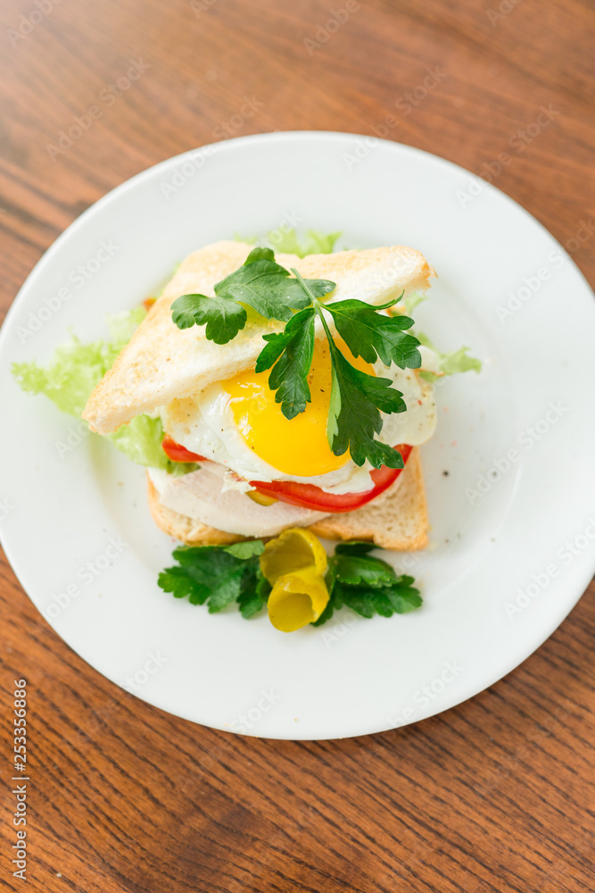 sandwich with tomato and baked egg sandwich with tomato and baked egg