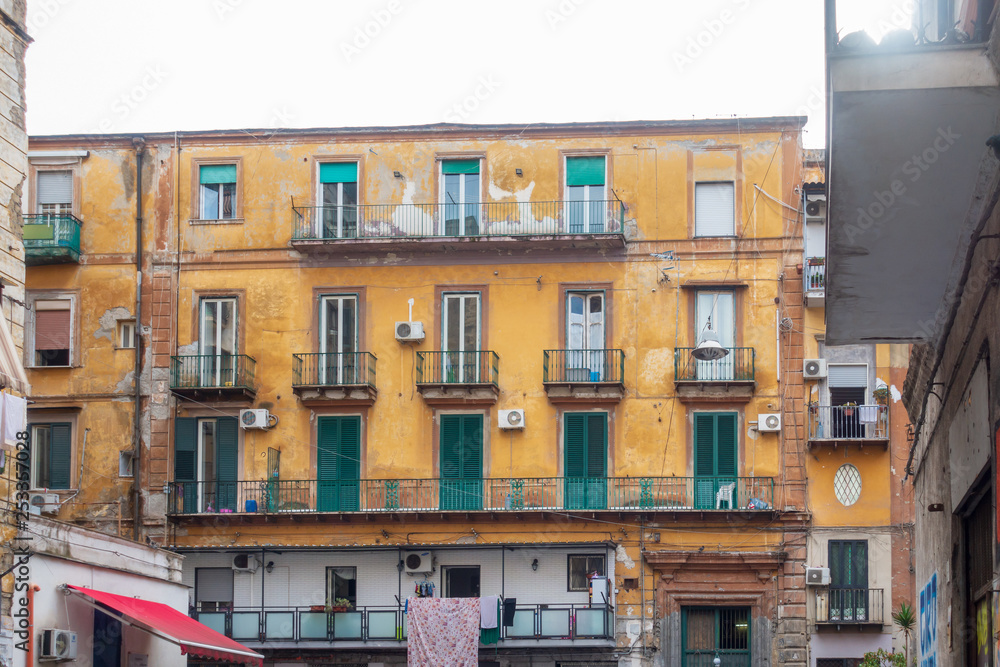 NAPLES, ITALY - January 15, 2018 : Antique building in Naples city, Italy