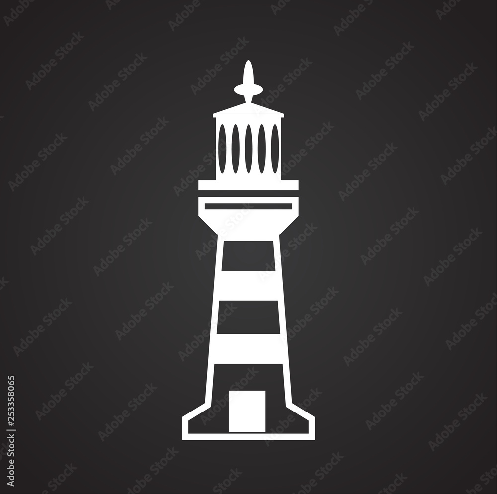 Lighthouse  icon on background for graphic and web design. Simple vector sign. Internet concept symbol for website button or mobile app.