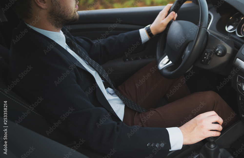 Man driving his car Man driving his car