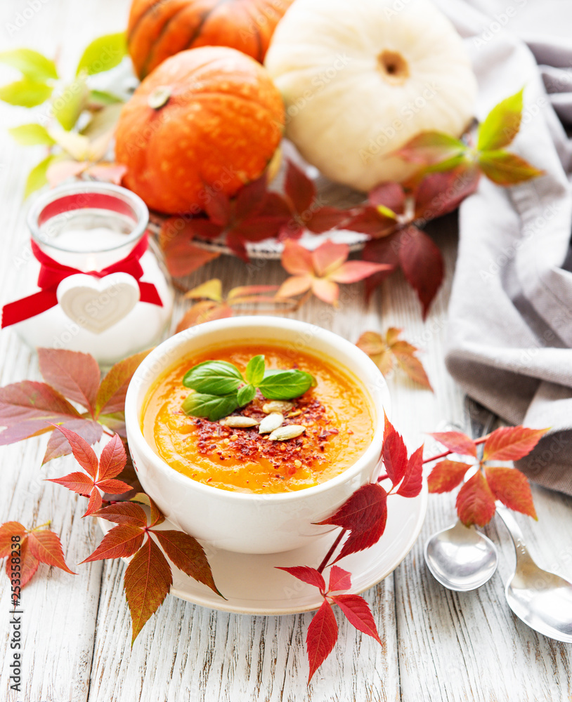 Bowl of pumpkin soup