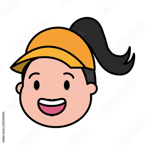 woman head with sport cap