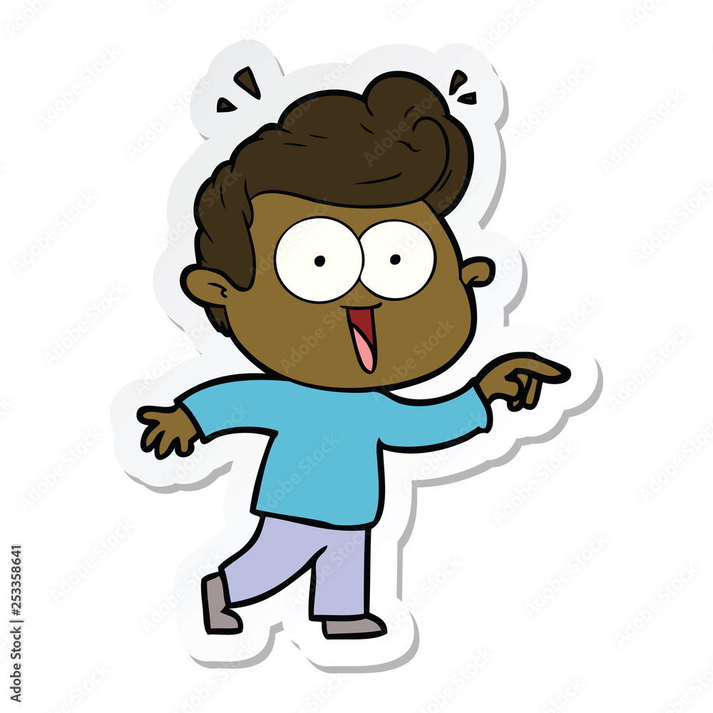 sticker of a cartoon excited man sticker of a cartoon excited man