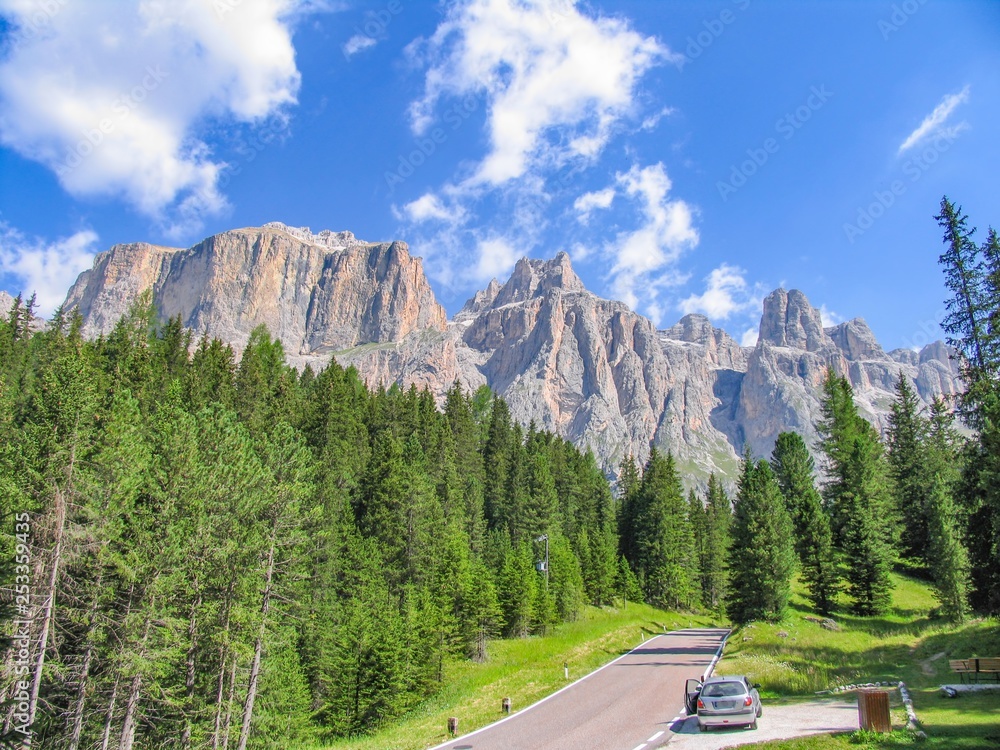 Italy beauty, Dolomites, under massif Sella