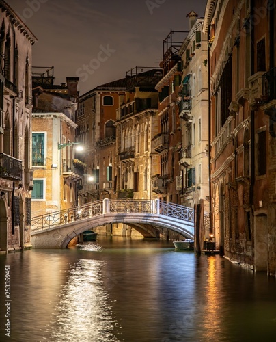Italy beauty, typical  bridge over canal street in Venice, Venezia #253359451