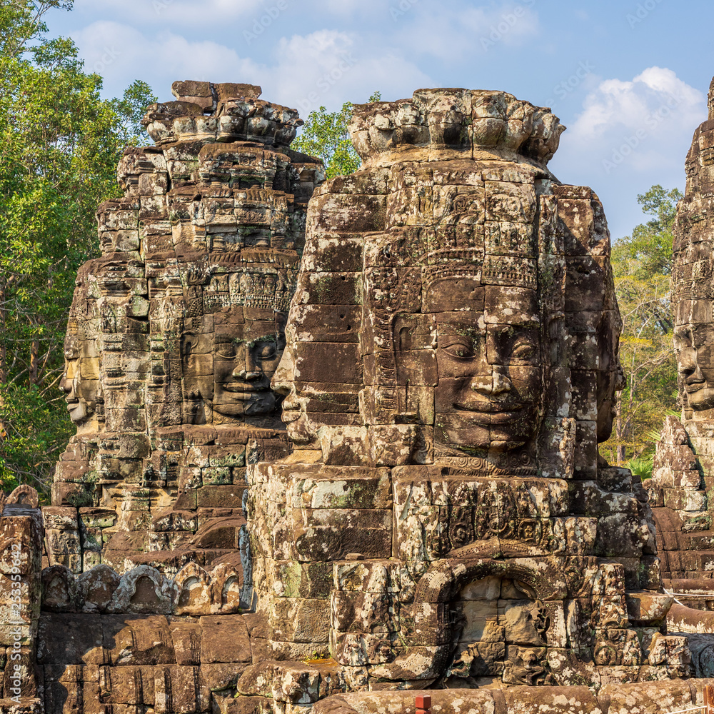 Face towers of Bayon temple in Angkor Thom