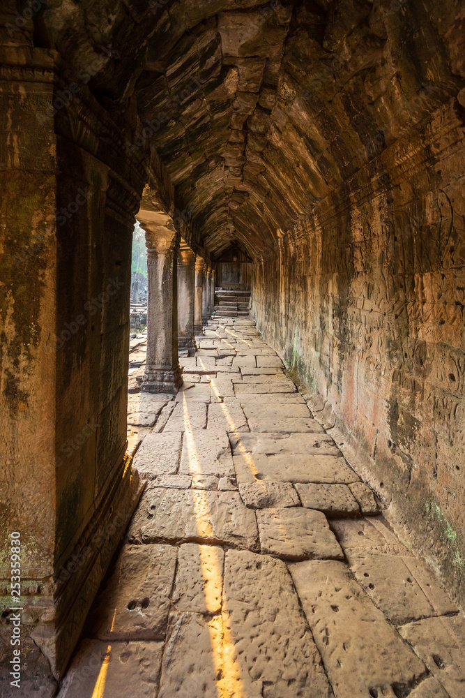 Gallery of Bayon temple in Angkor Thom. Cambodia