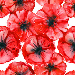 Acrylglasbilder Mohnblumenmuster Wildmohn Aquarell Handgezeichnetes Sommermotiv  © Евгения Савченко