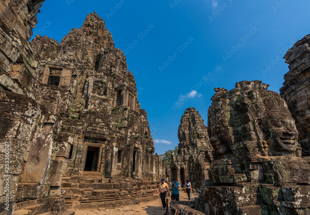 Sanctuary and face towers of Bayon temple in Angkor Thom. Cambodia