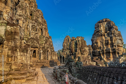 Sanctuary and face towers of Bayon temple in Angkor Thom. Cambodia