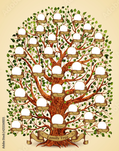 Family Tree template vintage vector illustration