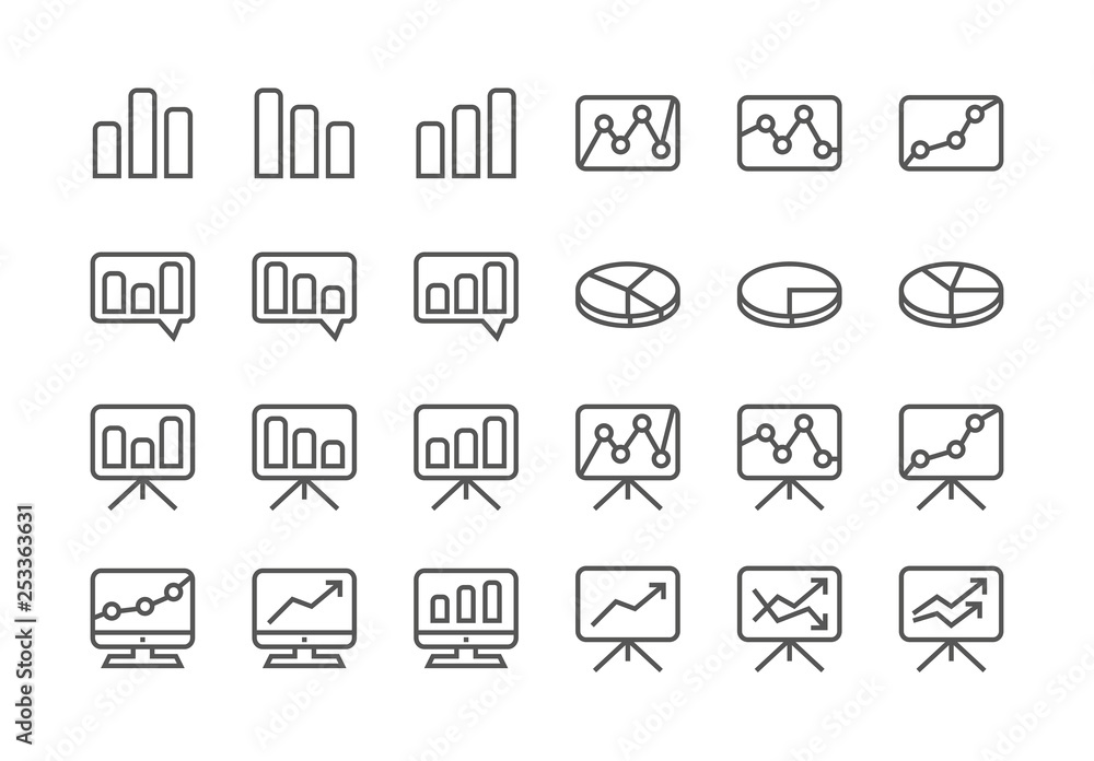 Set of Vector Icons — Charts (including: bar chart, pie chart, graph, arrows, etc). Editable Stroke, 48x48. Pixel Perfect Icons. Set of Vector Icons — Charts (including: bar chart, pie chart, graph, arrows, etc). Editable Stroke, 48x48. Pixel Perfect Icons.