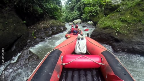 POV Shot of White Water Rafting In Ubud Bali Indonesia photo