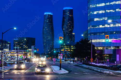 Wallpaper Mural Mississauga, Canada, February 14, 2019: Twin towers of Absolute Condos in, these high-rise Mississauga condos were built in 2007 by Fernbrook Homes. Located in Mississauga's City Centre neighbourhood Torontodigital.ca