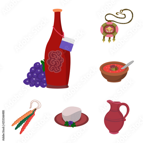 Vector design of Caucasus and traditions logo. Collection of Caucasus and attributes vector icon for stock.