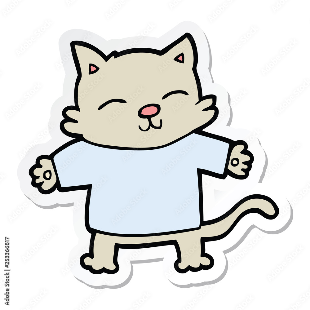 sticker of a happy cartoon cat sticker of a happy cartoon cat