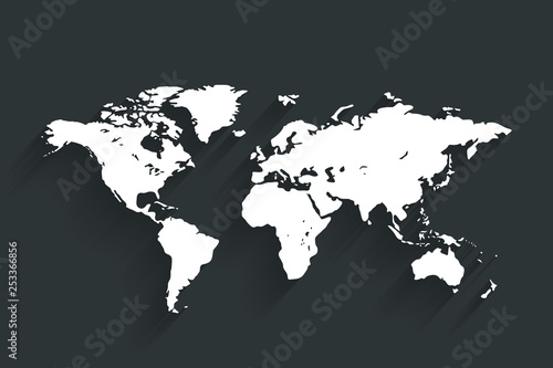 White world map on dark color background  vector