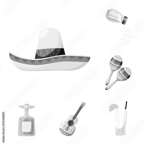 Vector illustration of fajita and fiesta icon. Set of fajita and celebration vector icon for stock.